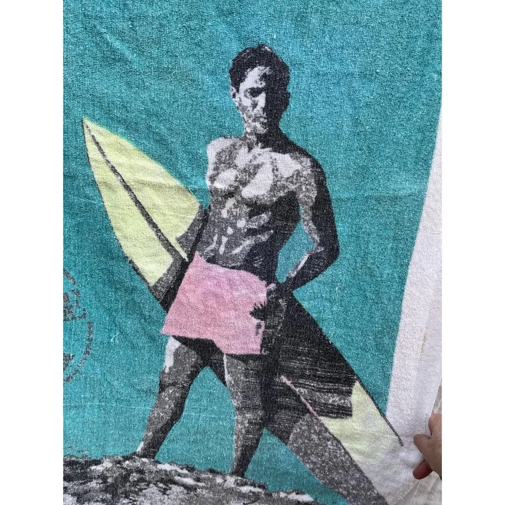 Hot Surfer Dude All Cotton Beach Towel 30 x 55 Man Boy Vintage 1980s GOALS USA